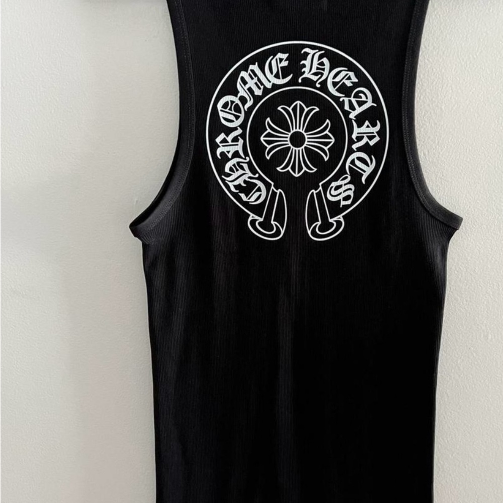 Chrome Hearts Black Sleeveless Top with White Logo